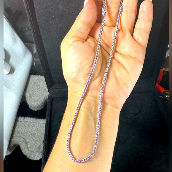 SOLD!! Authentic Natural pink sapphires tennis necklace - Picture 4 of 6